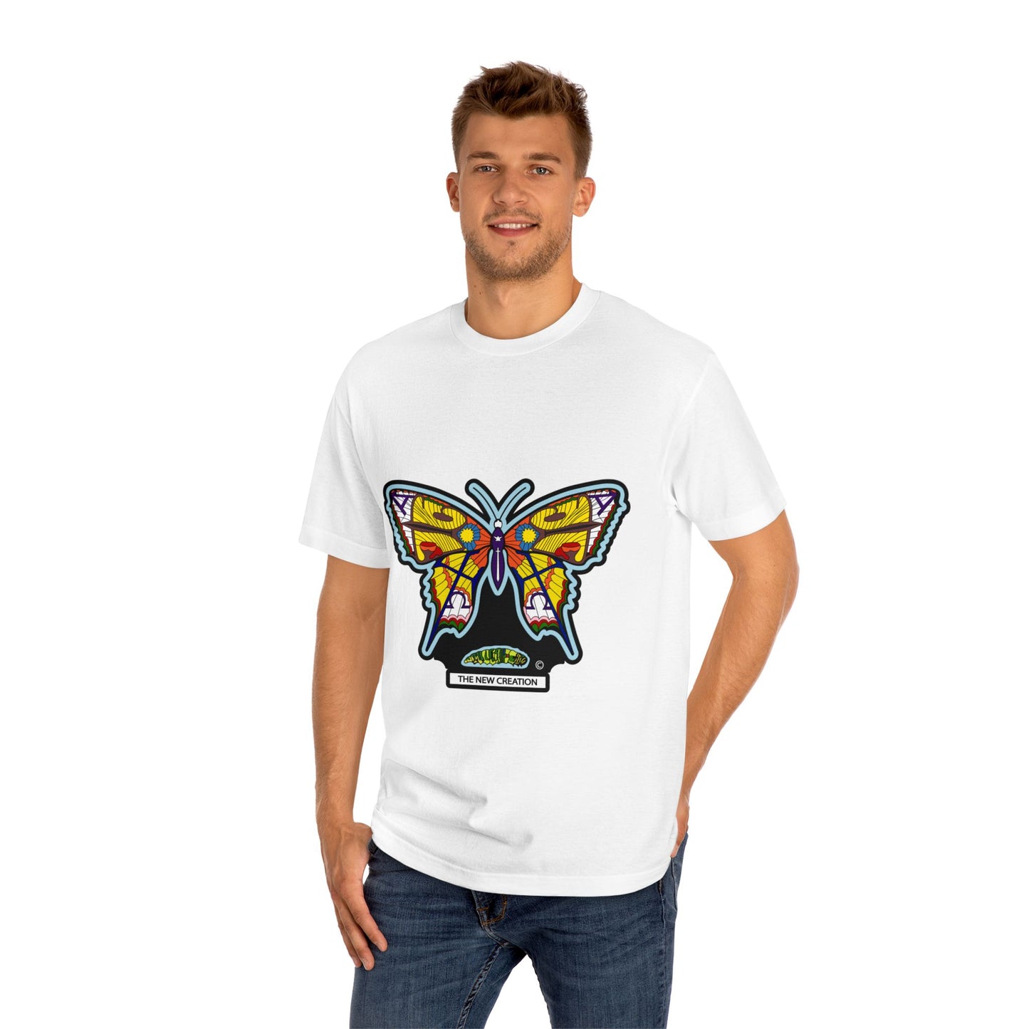 Vibrant Butterfly Graphic Tee, Unisex Classic T-Shirt for Nature Lovers, Butterfly Art, Summer Outfit, Eco-Friendly Gift