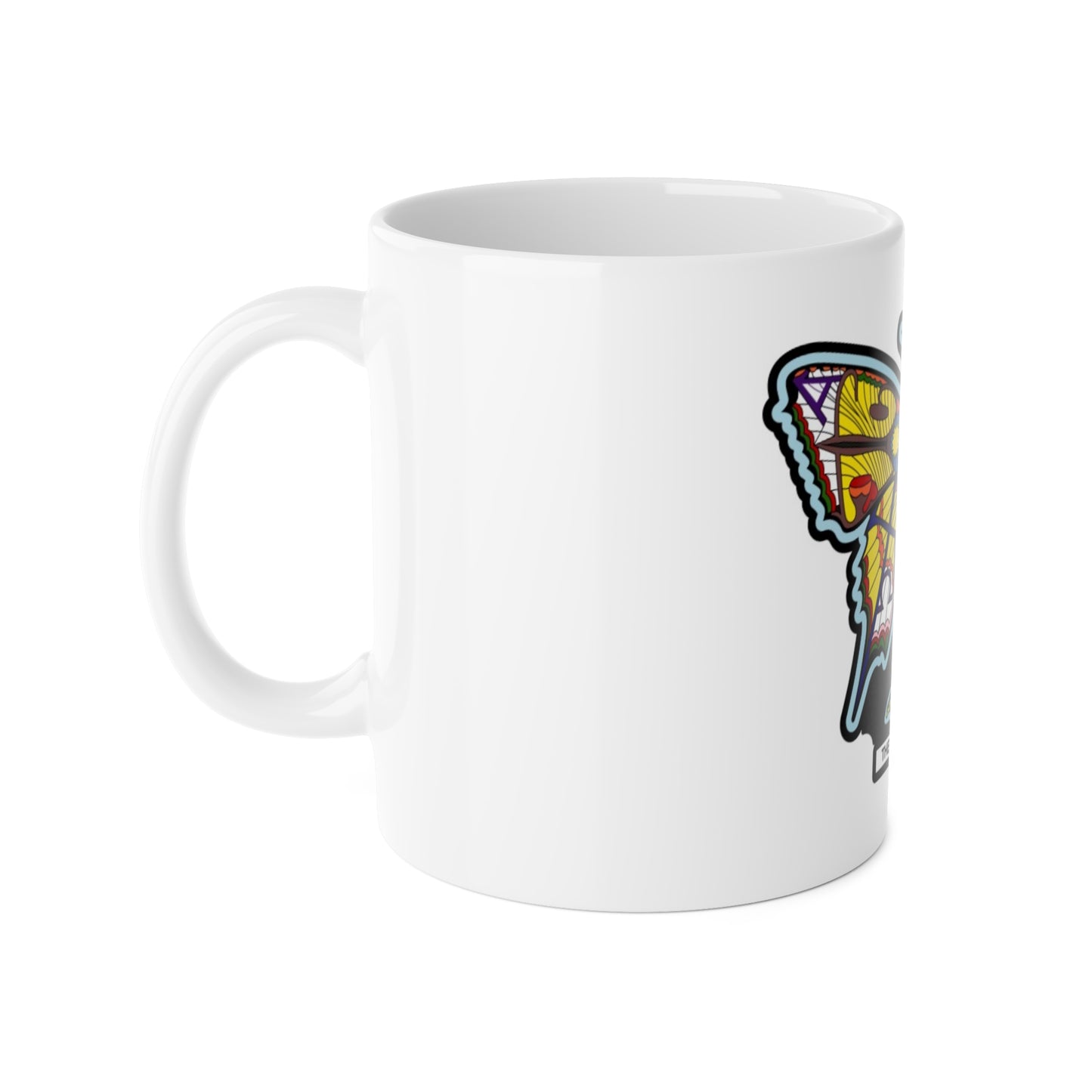 Butterfly Ceramic Mug – 11oz or 15oz Glossy Coffee Cup with Colorful Symbolic Print