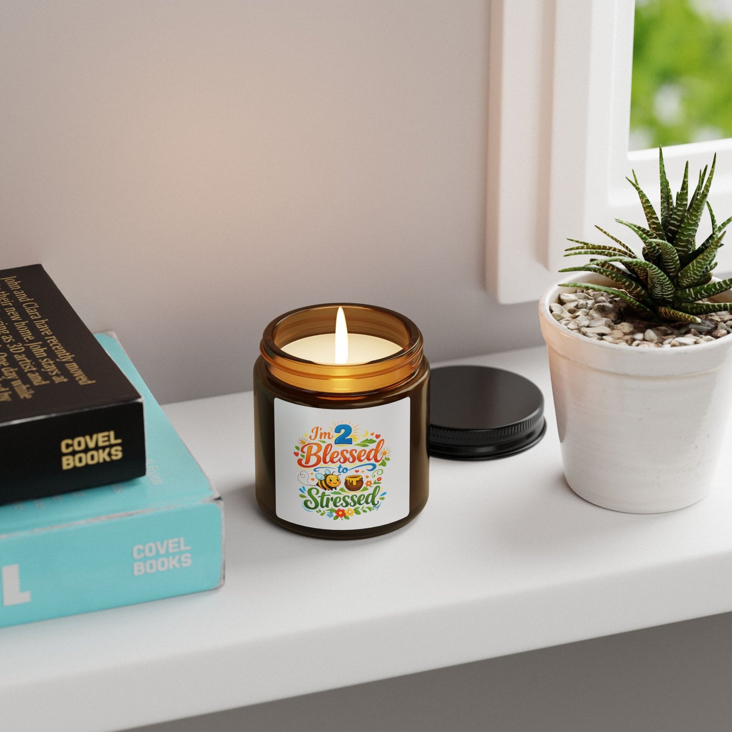 Blessed Not Stressed Soy Candle — Amber Jar