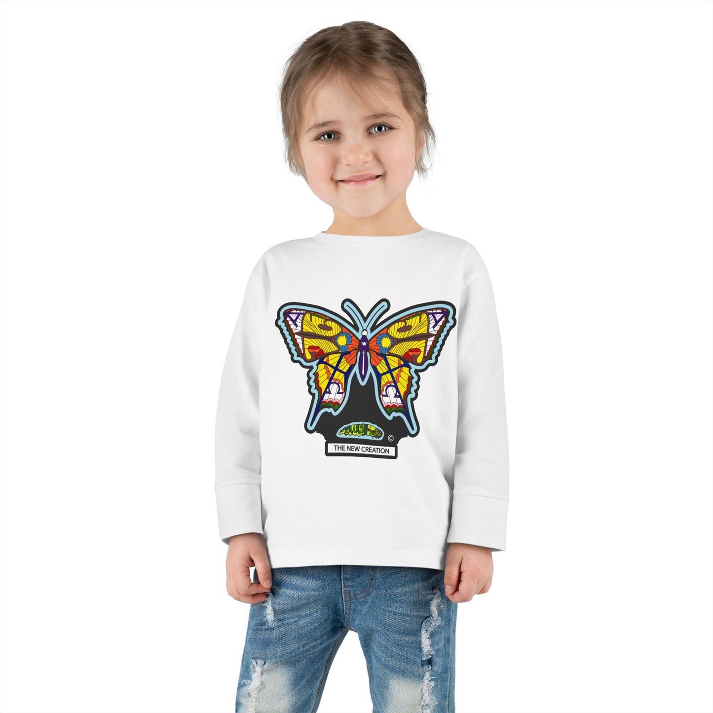 Butterfly Toddler Long Sleeve Tee – Soft Cotton Shirt with Symbolic Graphic for Everyday Play
