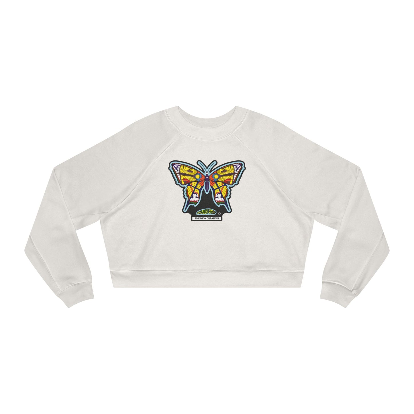 Butterfly Art Cropped Pullover – Women’s Soft Fleece Crop Sweatshirt with Empowering Design
