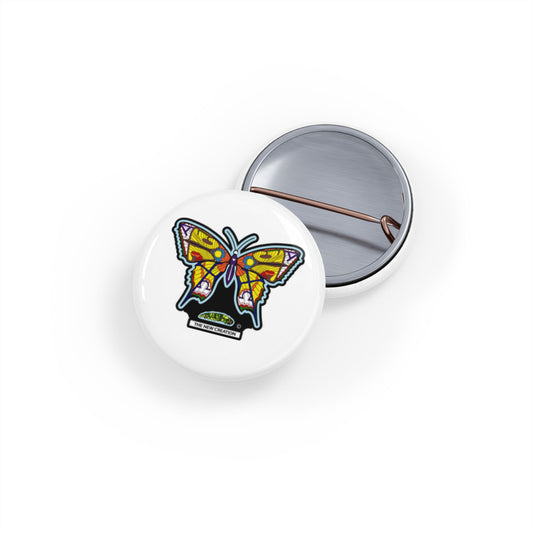 Colorful Butterfly Round Enamel Pin – Artistic Metal Badge, Vintage Style, Perfect for Bags & Jackets