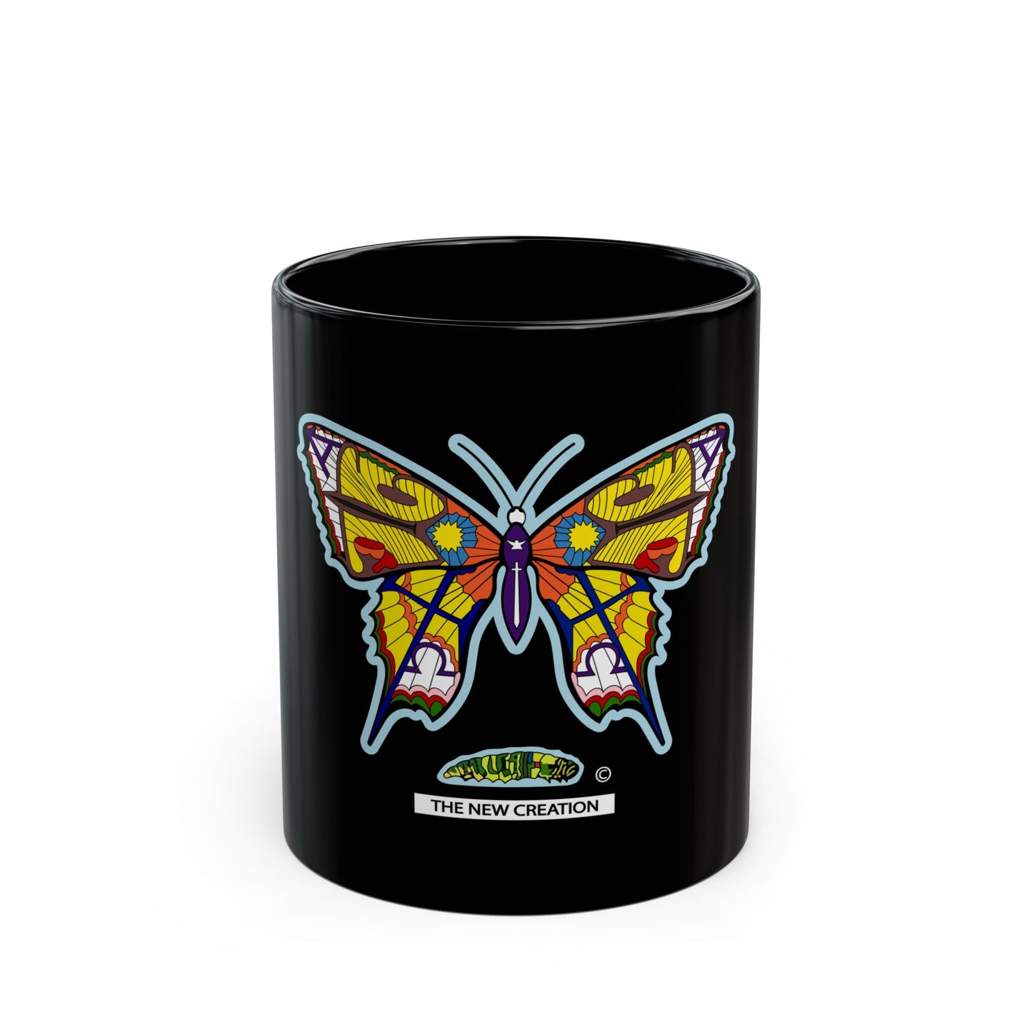 Colorful Butterfly Black Mug – Inspirational Ceramic Coffee Cup, Artistic Gift for Nature Lovers & Home Décor