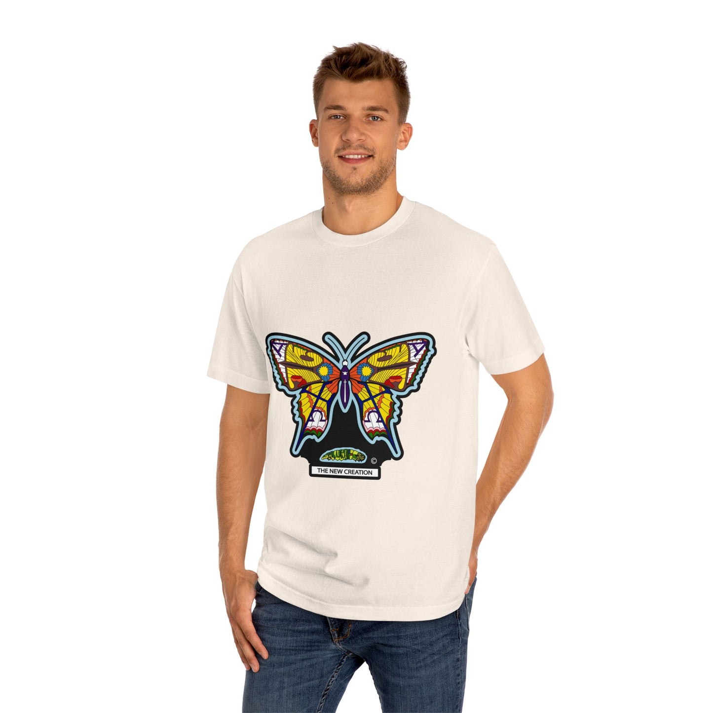 Vibrant Butterfly Graphic Tee, Unisex Classic T-Shirt for Nature Lovers, Butterfly Art, Summer Outfit, Eco-Friendly Gift