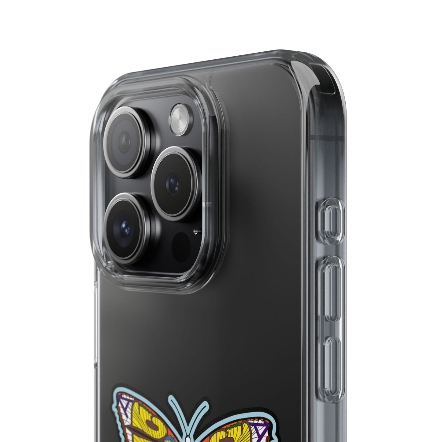 Colorful Butterfly Clear Phone Case – Sleek Transparent Cover, Artistic Print, Lightweight Shockproof Design