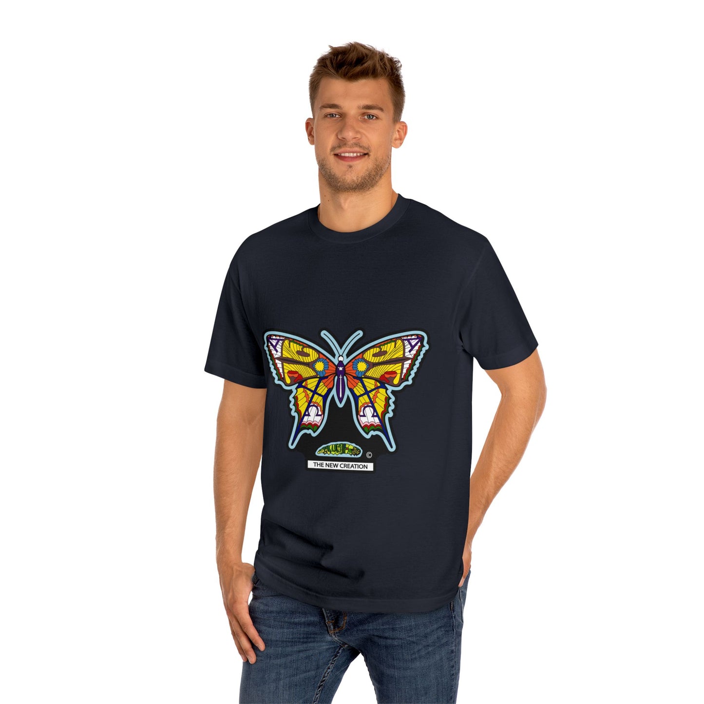 Vibrant Butterfly Graphic Tee, Unisex Classic T-Shirt for Nature Lovers, Butterfly Art, Summer Outfit, Eco-Friendly Gift