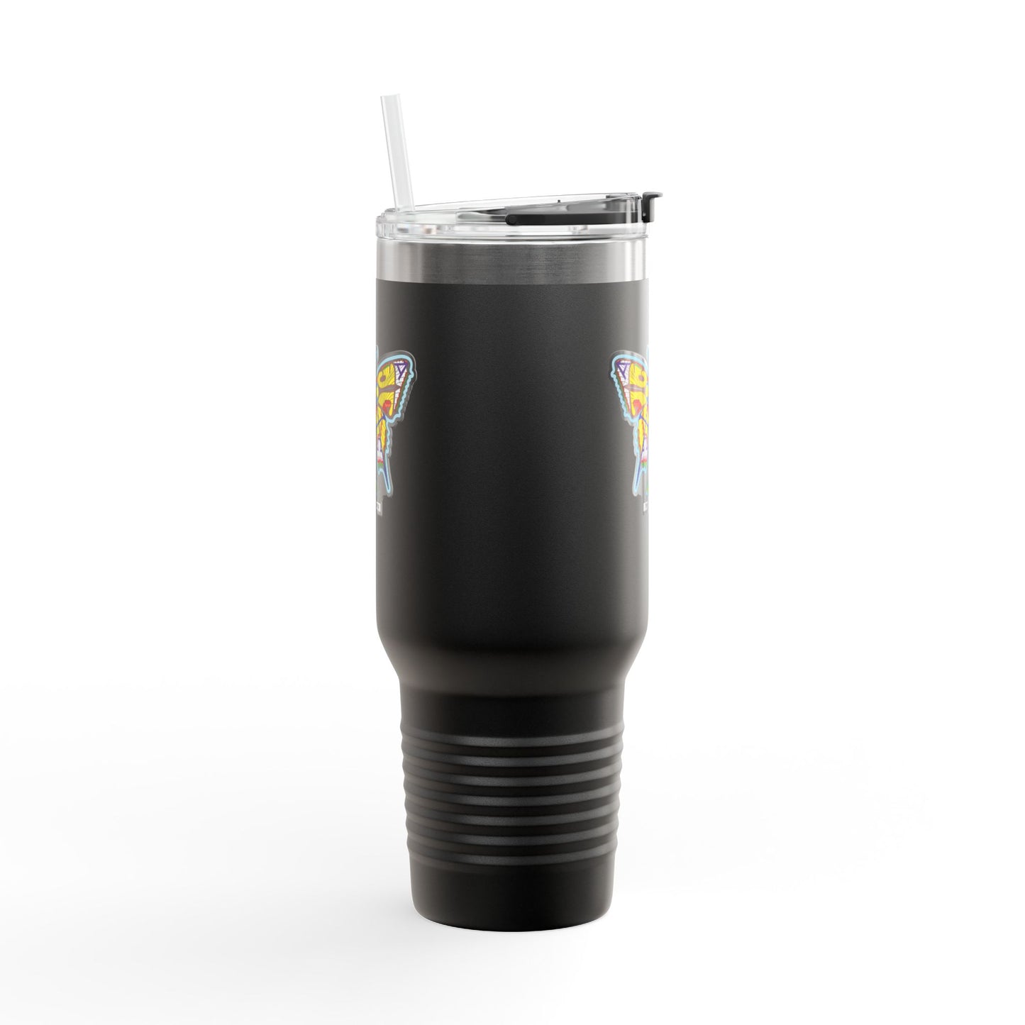 Butterfly Insulated Travel Mug – 40oz Stainless Steel Tumbler with Straw & Bold Symbol