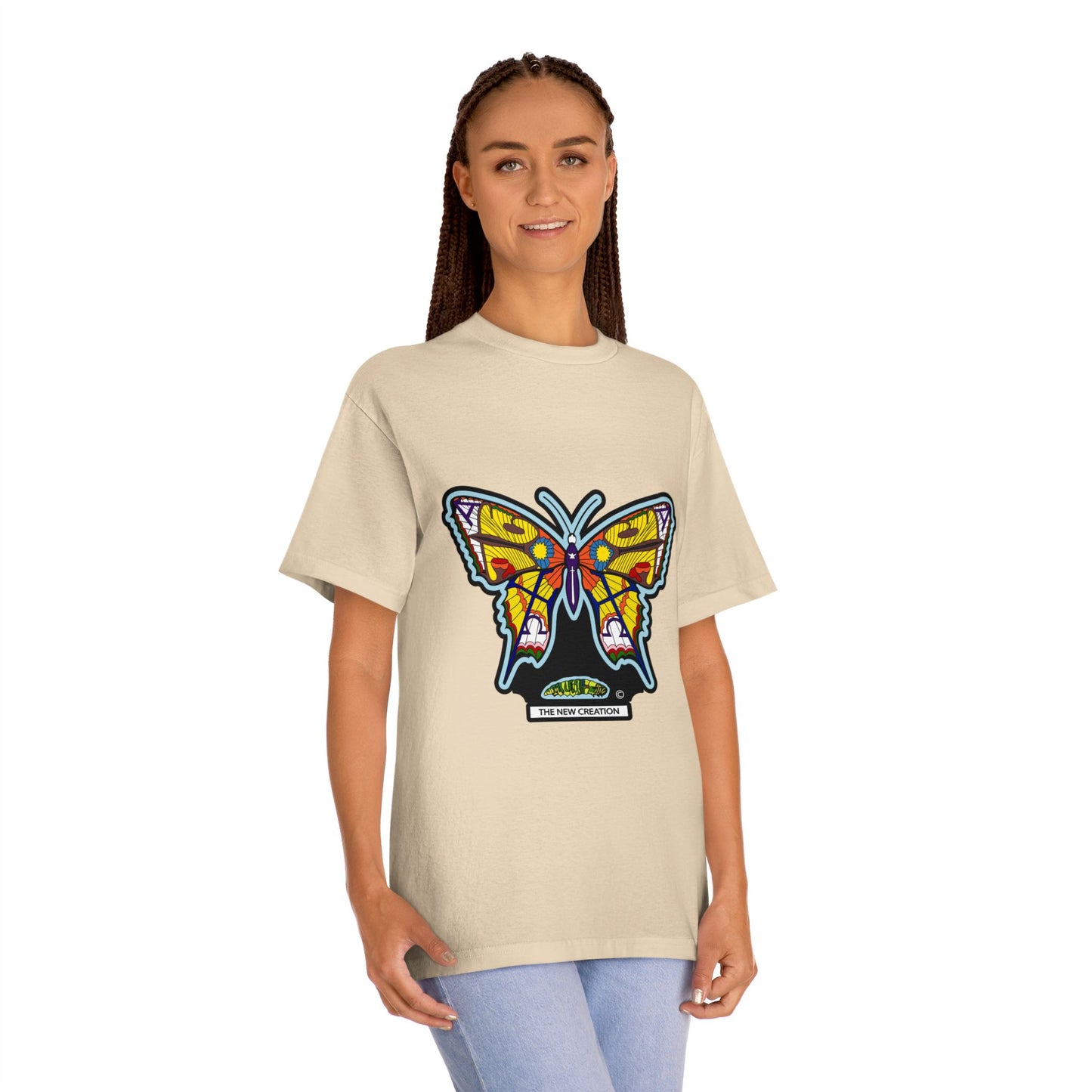 Vibrant Butterfly Graphic Tee, Unisex Classic T-Shirt for Nature Lovers, Butterfly Art, Summer Outfit, Eco-Friendly Gift