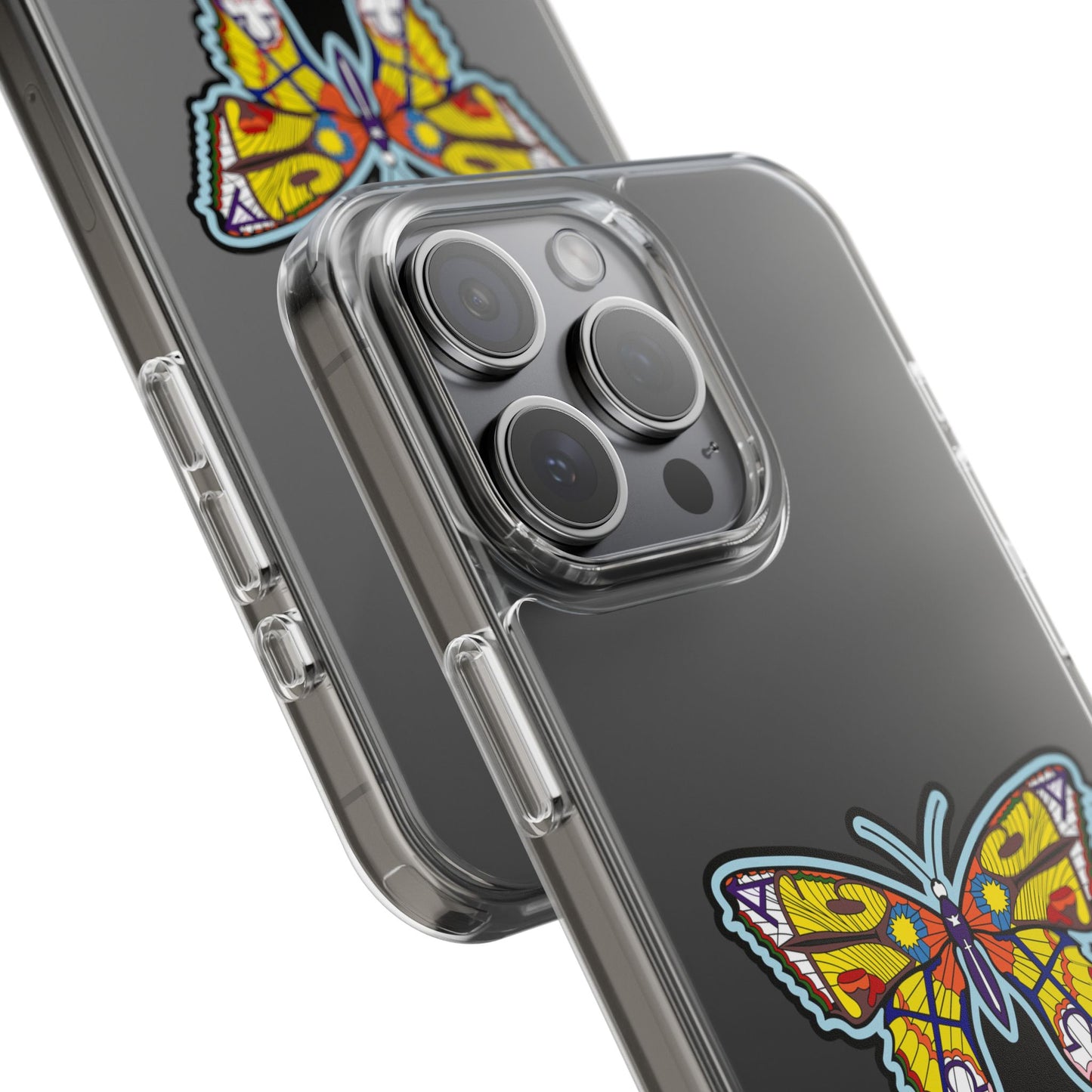 Colorful Butterfly Clear Phone Case – Sleek Transparent Cover, Artistic Print, Lightweight Shockproof Design