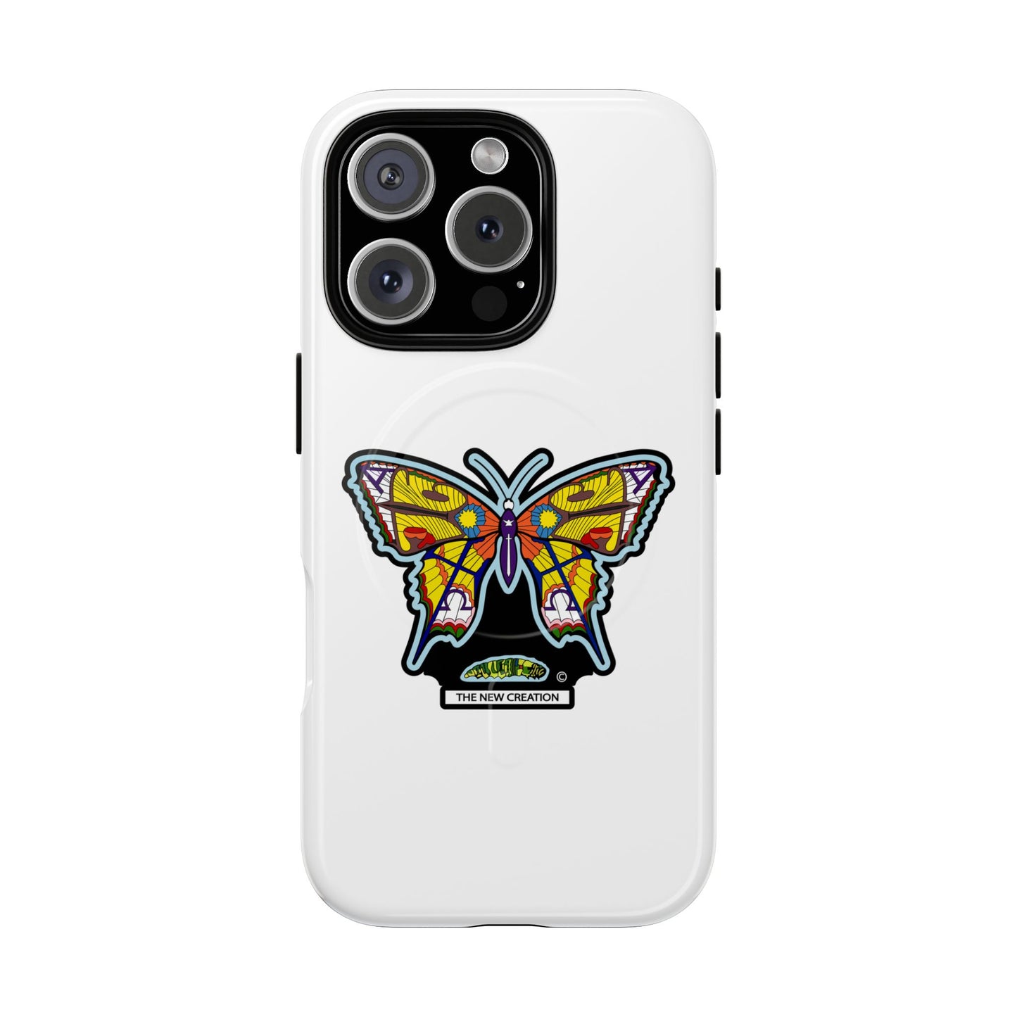 Butterfly Mosaic Magnetic Tough Phone Case — Protective iPhone Cover with Colorful Stained-Glass Design