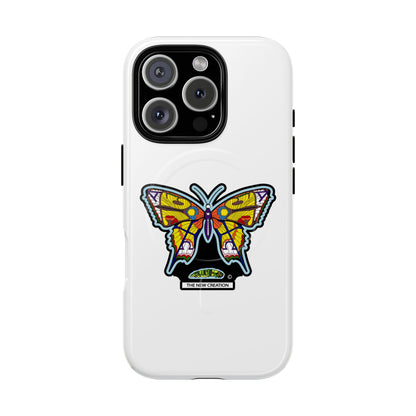 Butterfly Mosaic Magnetic Tough Phone Case — Protective iPhone Cover with Colorful Stained-Glass Design