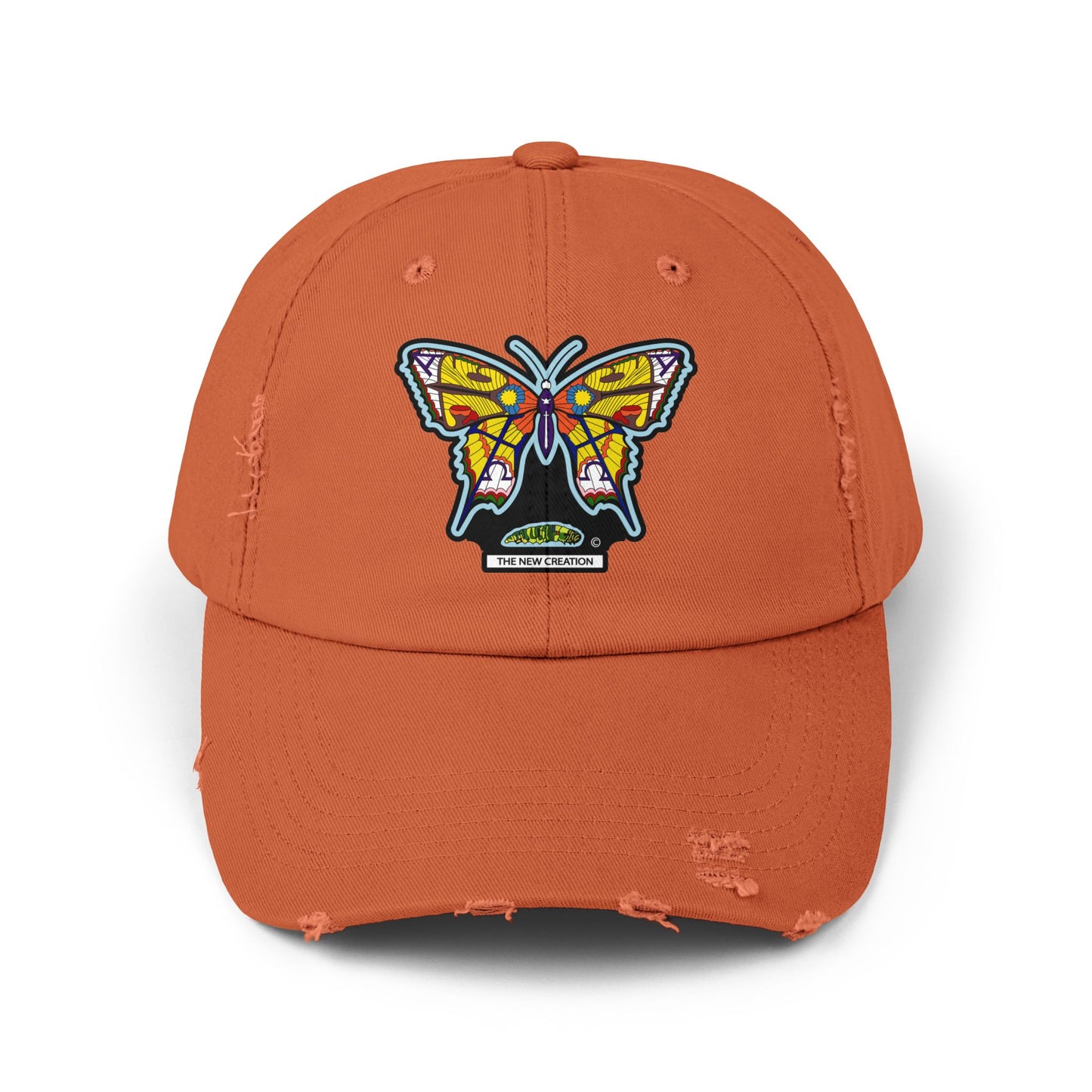 Butterfly Distressed Cap – Vintage-Style Cotton Hat with Symbolic Embroidery