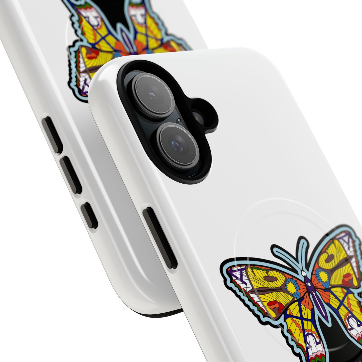 Butterfly Mosaic Magnetic Tough Phone Case — Protective iPhone Cover with Colorful Stained-Glass Design