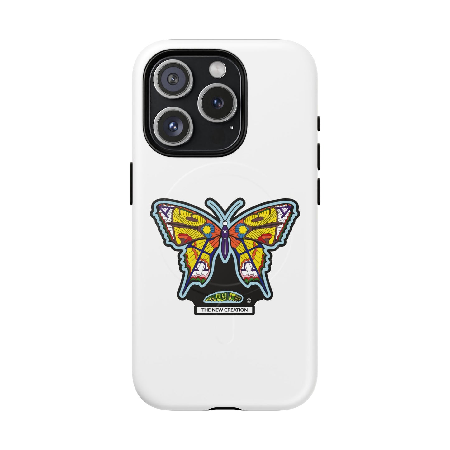 Butterfly Mosaic Magnetic Tough Phone Case — Protective iPhone Cover with Colorful Stained-Glass Design