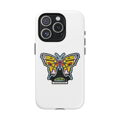 Butterfly Mosaic Magnetic Tough Phone Case — Protective iPhone Cover with Colorful Stained-Glass Design