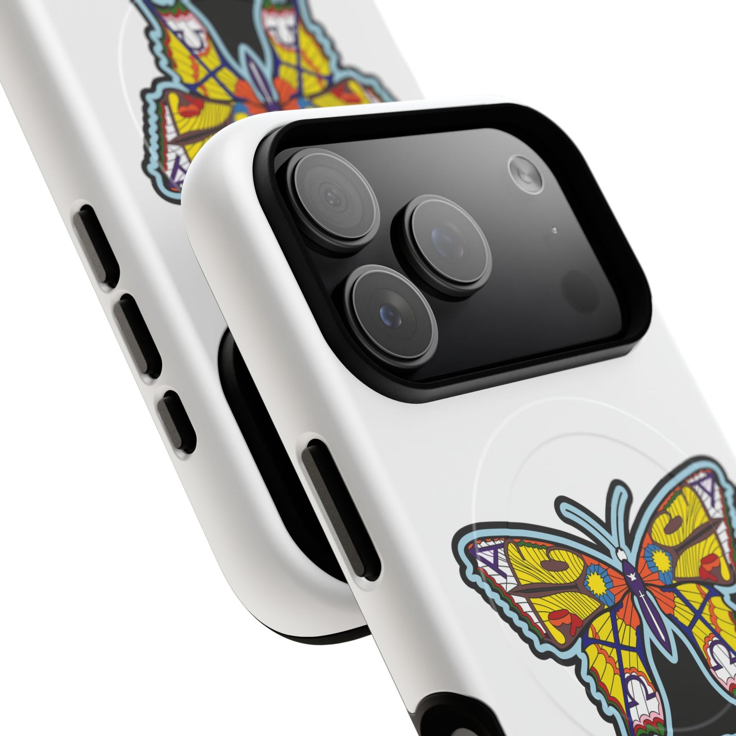 Butterfly Mosaic Magnetic Tough Phone Case — Protective iPhone Cover with Colorful Stained-Glass Design