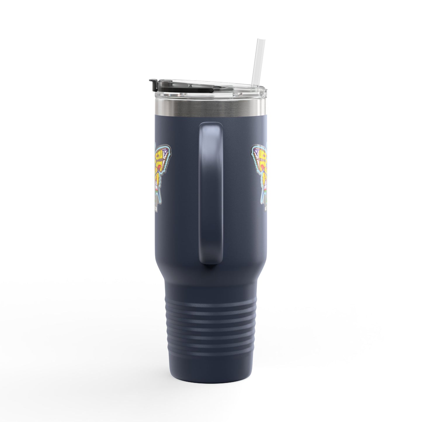 Butterfly Insulated Travel Mug – 40oz Stainless Steel Tumbler with Straw & Bold Symbol