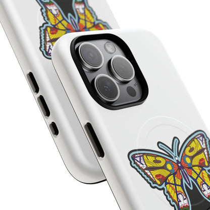 Butterfly Mosaic Magnetic Tough Phone Case — Protective iPhone Cover with Colorful Stained-Glass Design