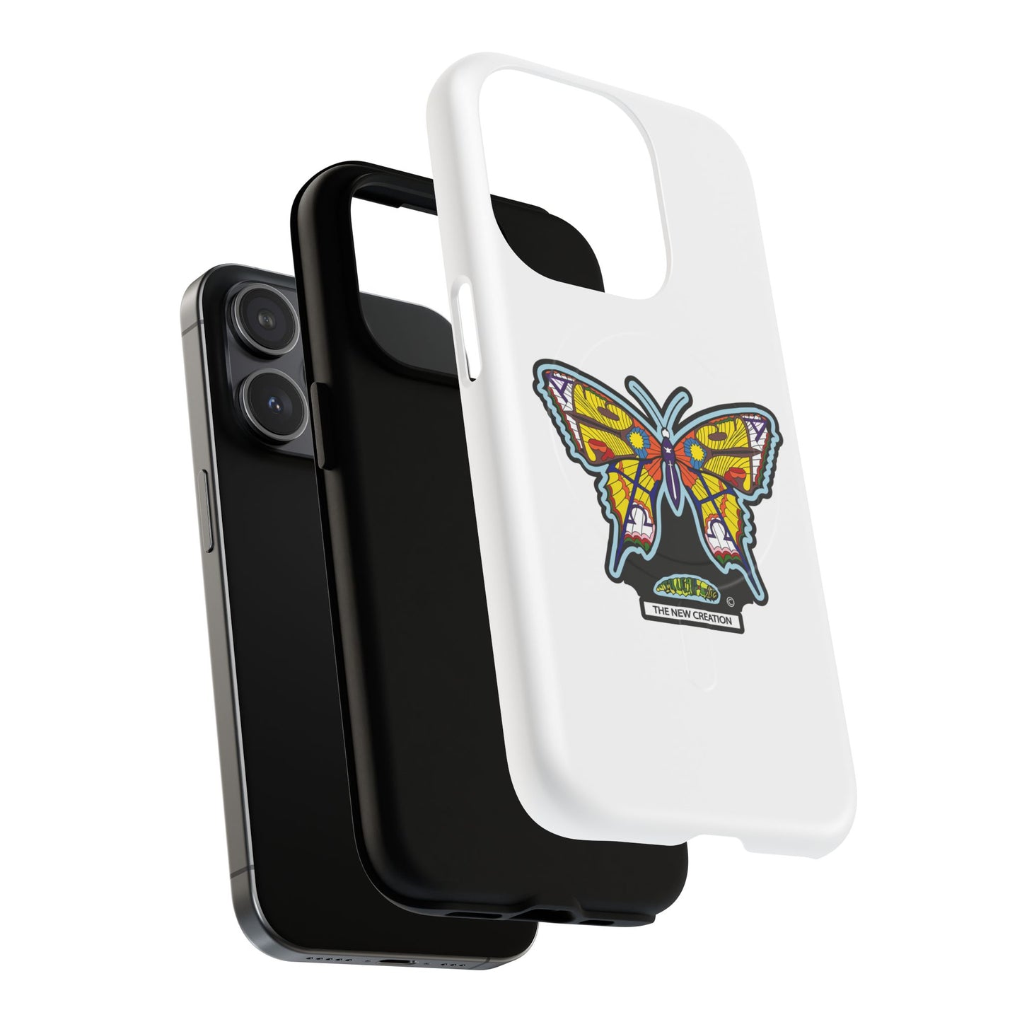 Butterfly Mosaic Magnetic Tough Phone Case — Protective iPhone Cover with Colorful Stained-Glass Design