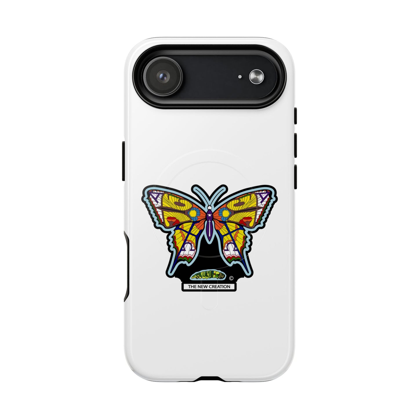 Butterfly Mosaic Magnetic Tough Phone Case — Protective iPhone Cover with Colorful Stained-Glass Design