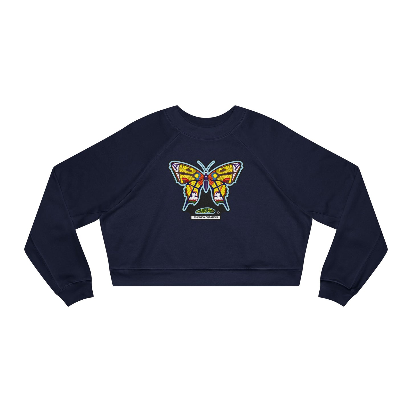 Butterfly Art Cropped Pullover – Women’s Soft Fleece Crop Sweatshirt with Empowering Design