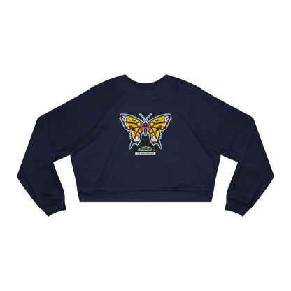 Butterfly Art Cropped Pullover – Women’s Soft Fleece Crop Sweatshirt with Empowering Design