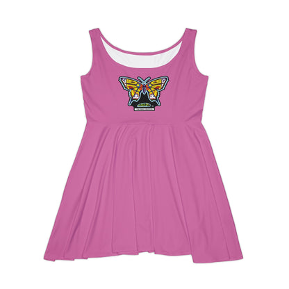 Purple Butterfly Graphic Women Skater Dress