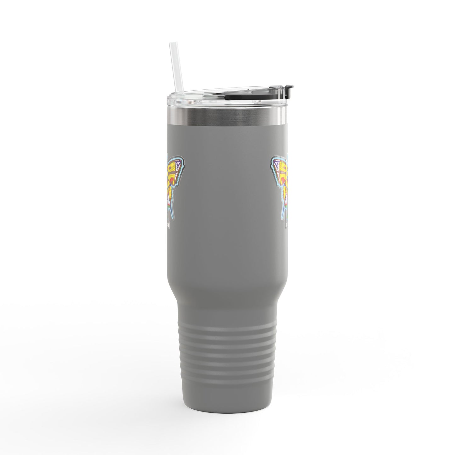 Butterfly Insulated Travel Mug – 40oz Stainless Steel Tumbler with Straw & Bold Symbol