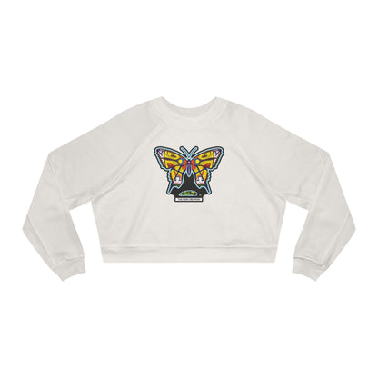 Butterfly Art Cropped Pullover – Women’s Soft Fleece Crop Sweatshirt with Empowering Design