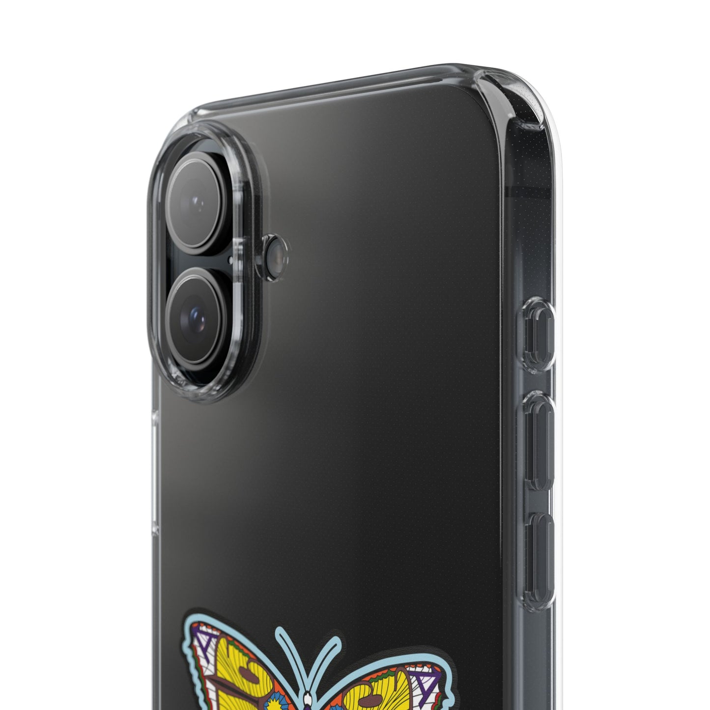 Colorful Butterfly Clear Phone Case – Sleek Transparent Cover, Artistic Print, Lightweight Shockproof Design