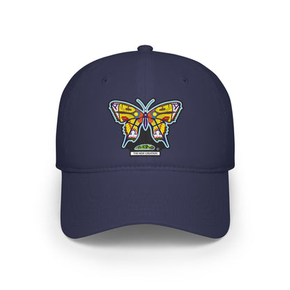 Bright Butterfly Baseball Cap – Low Profile Cotton Hat with Embroidered Symbolic Art