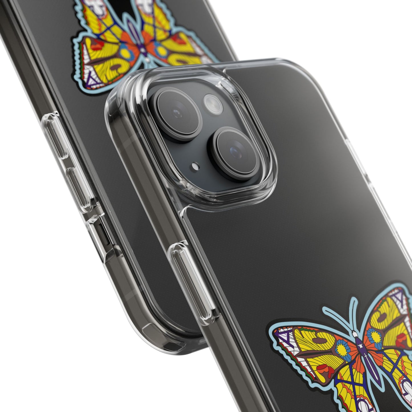 Colorful Butterfly Clear Phone Case – Sleek Transparent Cover, Artistic Print, Lightweight Shockproof Design