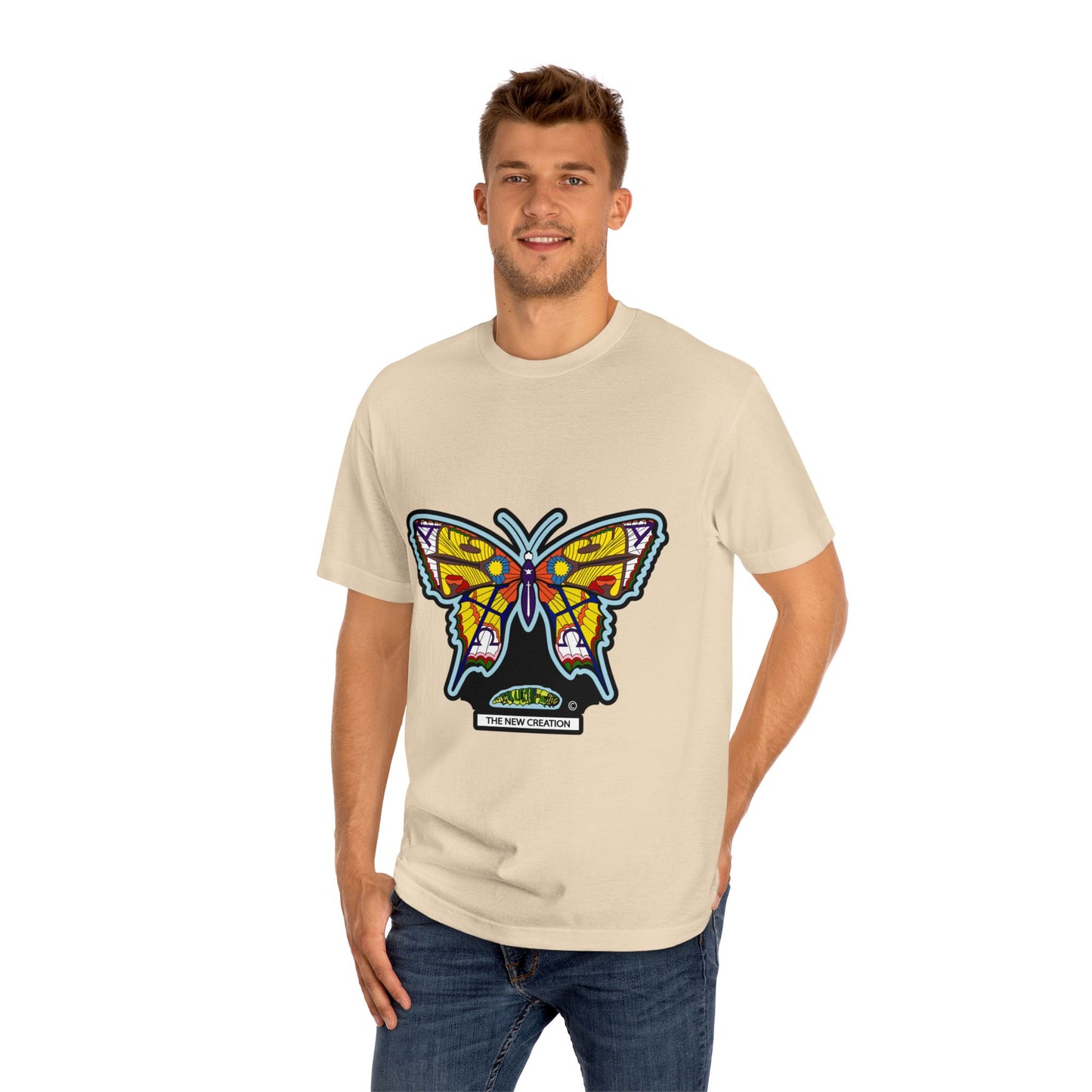 Vibrant Butterfly Graphic Tee, Unisex Classic T-Shirt for Nature Lovers, Butterfly Art, Summer Outfit, Eco-Friendly Gift