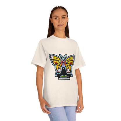 Vibrant Butterfly Graphic Tee, Unisex Classic T-Shirt for Nature Lovers, Butterfly Art, Summer Outfit, Eco-Friendly Gift