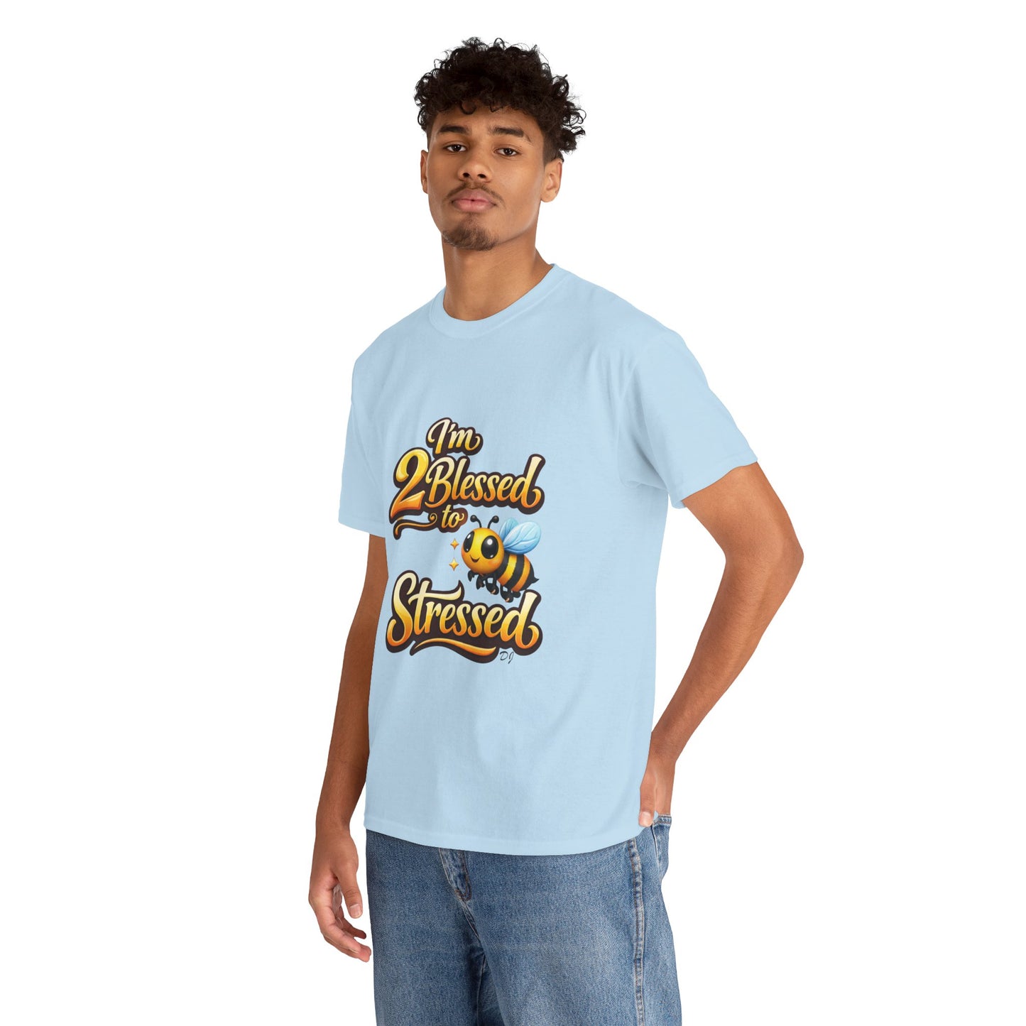 I'm 2 Blessed 2 Be Stressed Graphic Tee - Funny Inspirational Christian Shirt