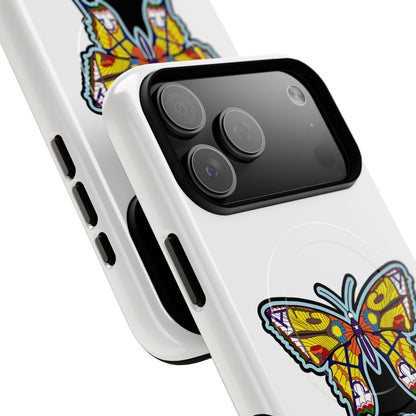 Butterfly Mosaic Magnetic Tough Phone Case — Protective iPhone Cover with Colorful Stained-Glass Design