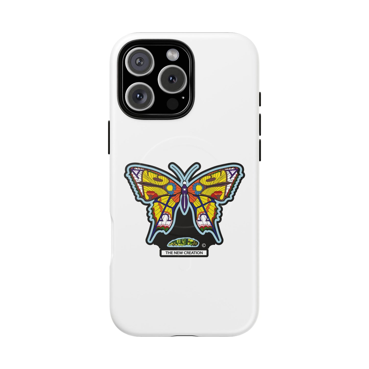 Butterfly Mosaic Magnetic Tough Phone Case — Protective iPhone Cover with Colorful Stained-Glass Design