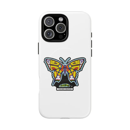 Butterfly Mosaic Magnetic Tough Phone Case — Protective iPhone Cover with Colorful Stained-Glass Design