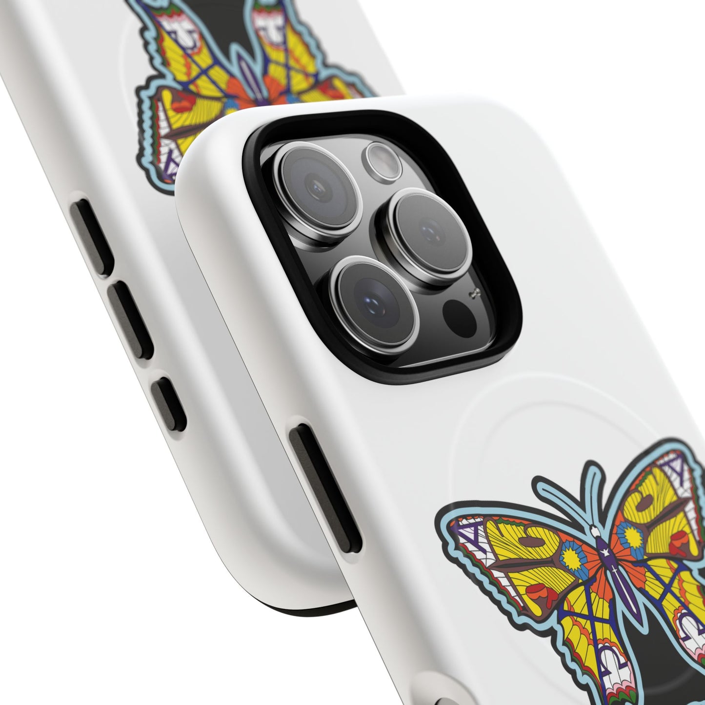 Butterfly Mosaic Magnetic Tough Phone Case — Protective iPhone Cover with Colorful Stained-Glass Design
