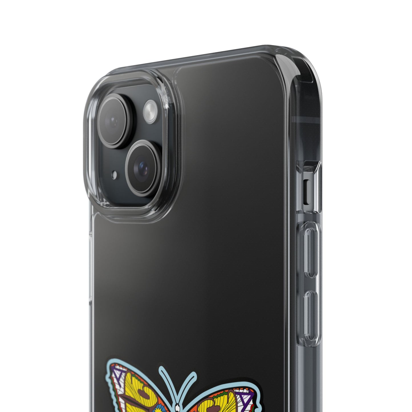 Colorful Butterfly Clear Phone Case – Sleek Transparent Cover, Artistic Print, Lightweight Shockproof Design