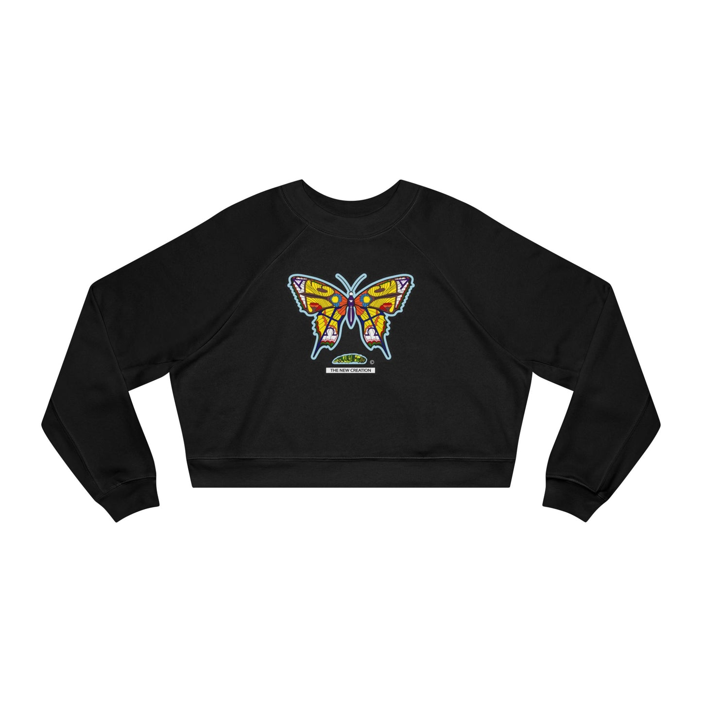 Butterfly Art Cropped Pullover – Women’s Soft Fleece Crop Sweatshirt with Empowering Design