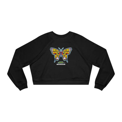 Butterfly Art Cropped Pullover – Women’s Soft Fleece Crop Sweatshirt with Empowering Design