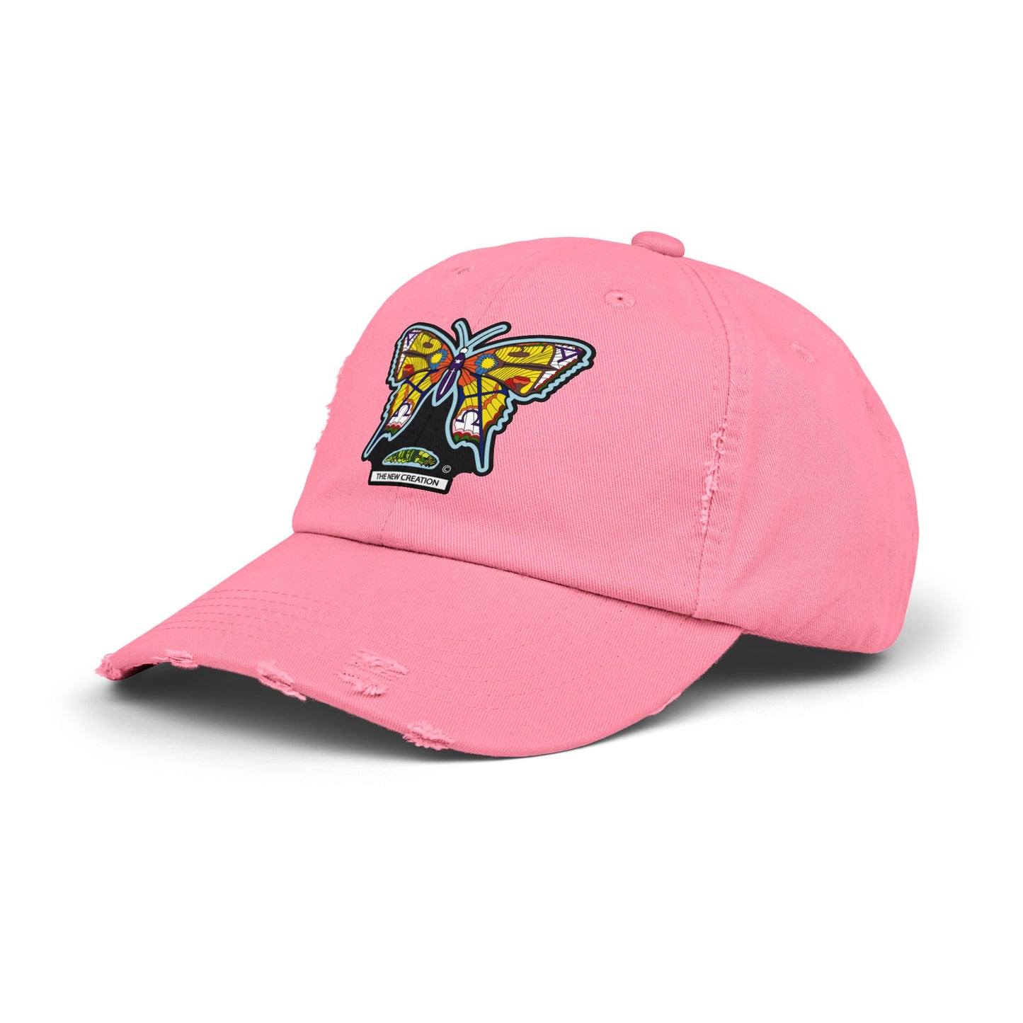 Butterfly Distressed Cap – Vintage-Style Cotton Hat with Symbolic Embroidery