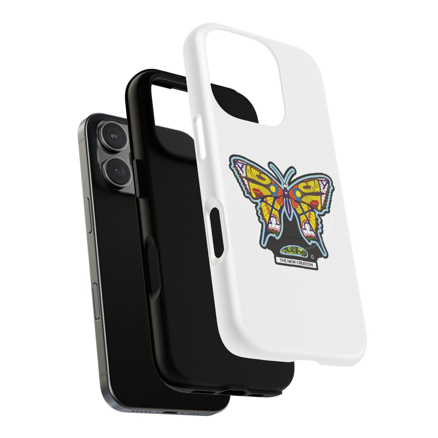 Butterfly Mosaic Magnetic Tough Phone Case — Protective iPhone Cover with Colorful Stained-Glass Design
