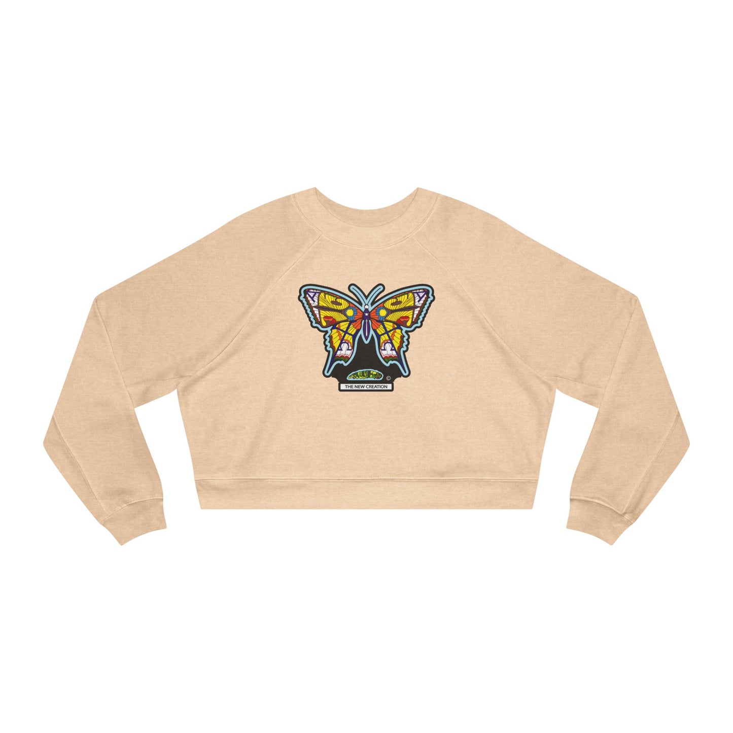 Butterfly Art Cropped Pullover – Women’s Soft Fleece Crop Sweatshirt with Empowering Design