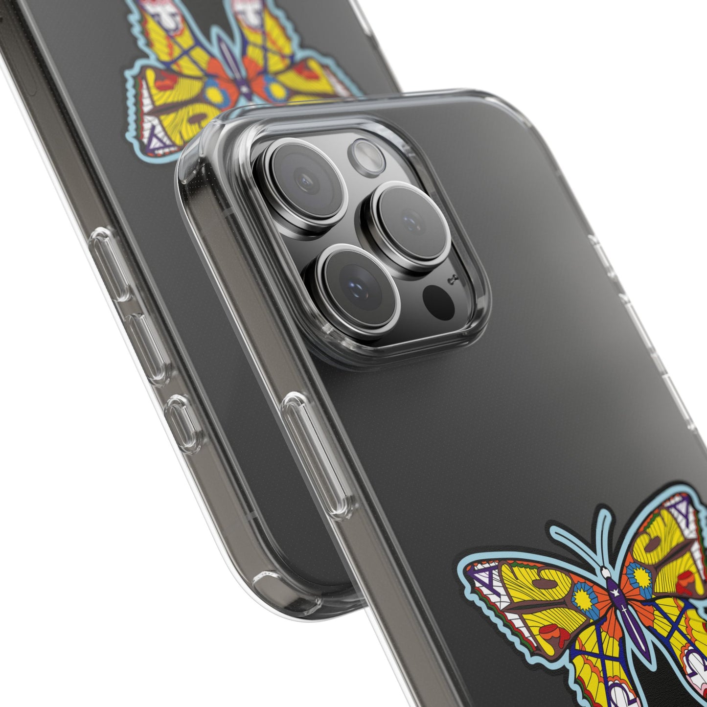 Colorful Butterfly Clear Phone Case – Sleek Transparent Cover, Artistic Print, Lightweight Shockproof Design