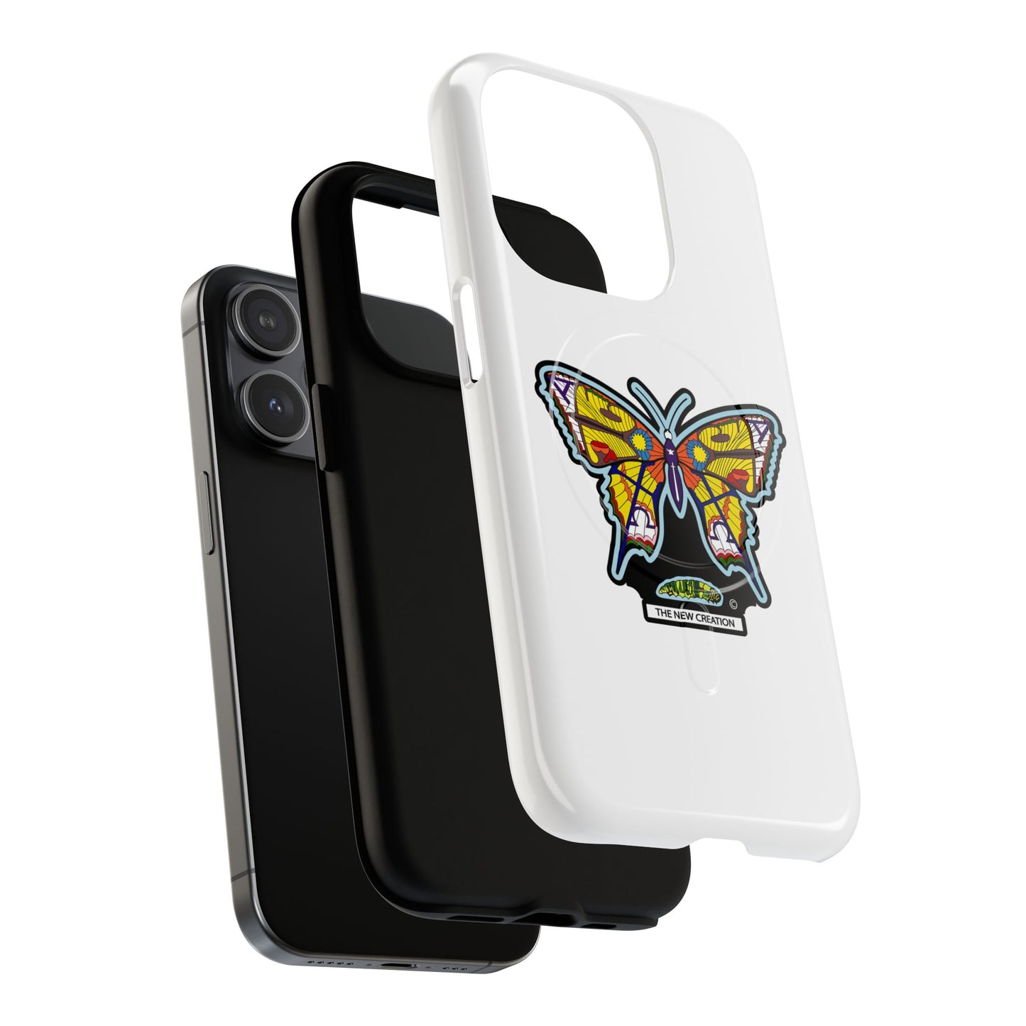 Butterfly Mosaic Magnetic Tough Phone Case — Protective iPhone Cover with Colorful Stained-Glass Design