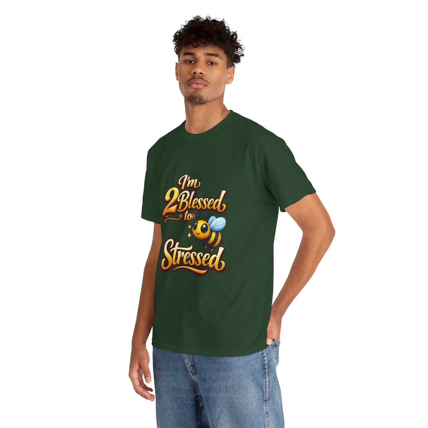I'm 2 Blessed 2 Be Stressed Graphic Tee - Funny Inspirational Christian Shirt