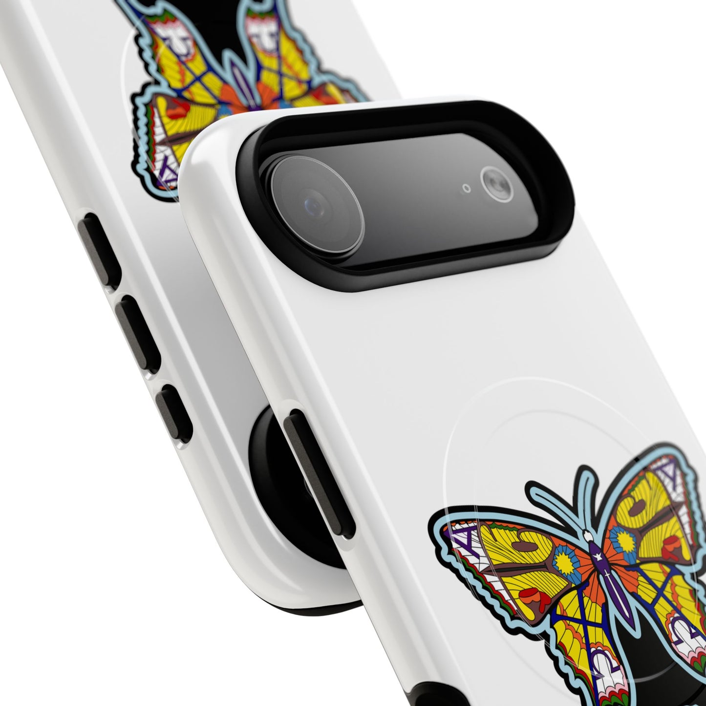 Butterfly Mosaic Magnetic Tough Phone Case — Protective iPhone Cover with Colorful Stained-Glass Design