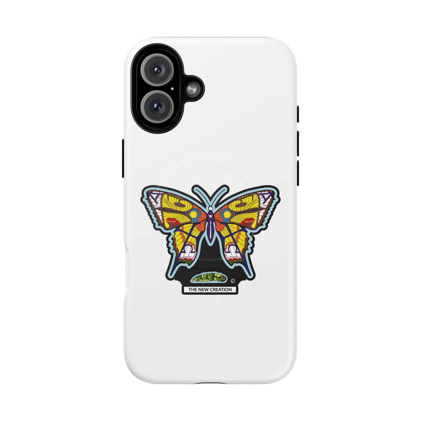 Butterfly Mosaic Magnetic Tough Phone Case — Protective iPhone Cover with Colorful Stained-Glass Design